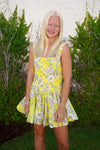 Floral Bubble Hem Mini Dress - Yellow - Anderson Ave boutique