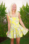 Floral Bubble Hem Mini Dress - Yellow - Anderson Ave boutique