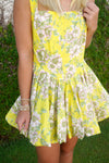 Floral Bubble Hem Mini Dress - Yellow - Anderson Ave boutique