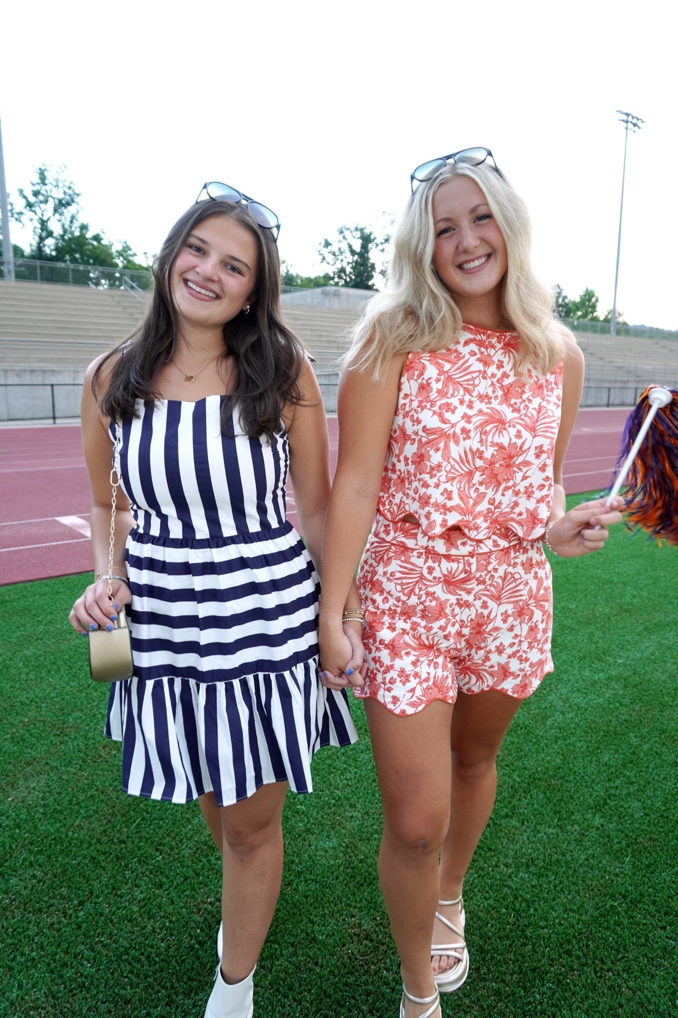 Floral Print Relaxed Fit Scalloped Hem Set - Orange / White - Anderson Ave boutique
