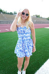 Floral Smocked Bodie Romper - Blue - Anderson Ave boutique