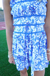 Floral Smocked Bodie Romper - Blue - Anderson Ave boutique