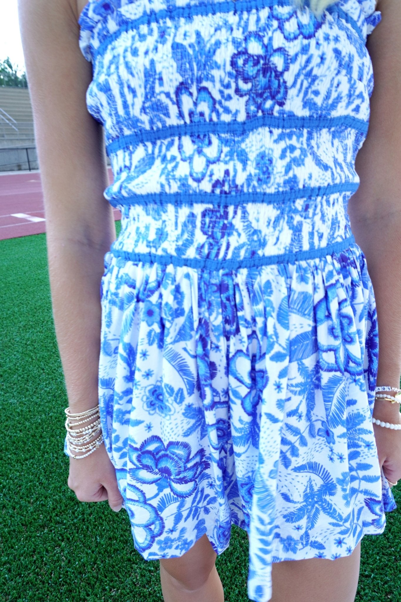 Floral Smocked Bodie Romper - Blue - Anderson Ave boutique