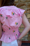 Flower Bouquet Embroidery Top - Pink - Anderson Ave boutique