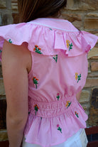 Flower Bouquet Embroidery Top - Pink - Anderson Ave boutique