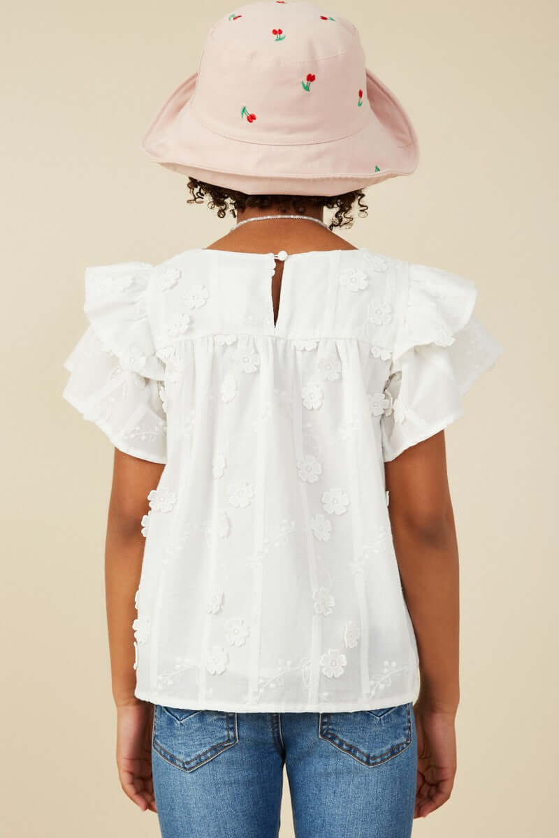 Flutter Bloom Embroidered Top - White - Anderson Ave boutique