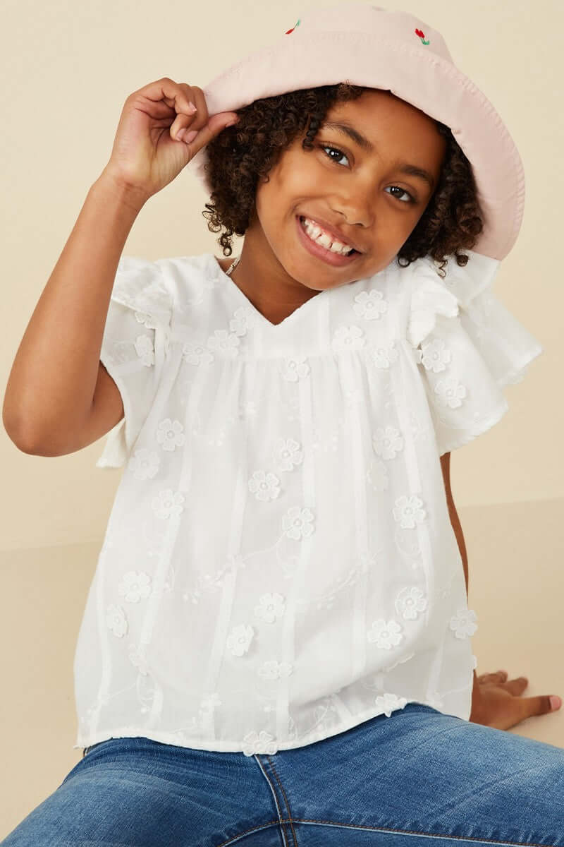 Flutter Bloom Embroidered Top - White - Anderson Ave boutique