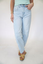 Flying Moneky High Rise Light Wash Barrel Leg Jeans - Anderson Ave boutique