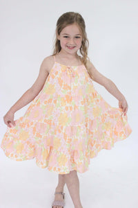 Front Tie Textured Floral Tiered Tank Dress - Anderson Ave boutique