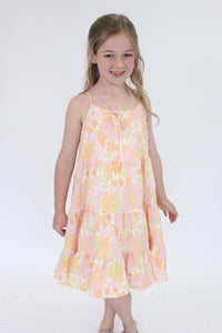 Front Tie Textured Floral Tiered Tank Dress - Anderson Ave boutique