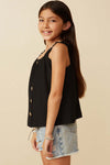 Girls' Black Button - Front Sleeveless Top - Anderson Ave boutique
