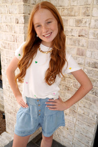 Girls Button Detail Tiered Wideleg Tencel Shorts - Anderson Ave boutique