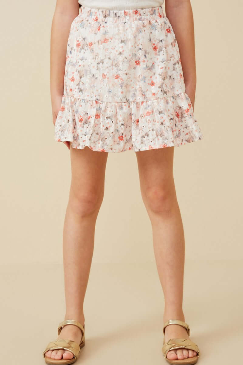 Girls' Floral Ruffle Mini Skirt – Soft Cotton Summer Skirt - Anderson Ave boutique