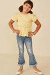 Girls' Yellow Embroidered Peplum Top - Anderson Ave boutique