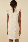 Girls Yellow Floral Jacquard Dress - Anderson Ave boutique