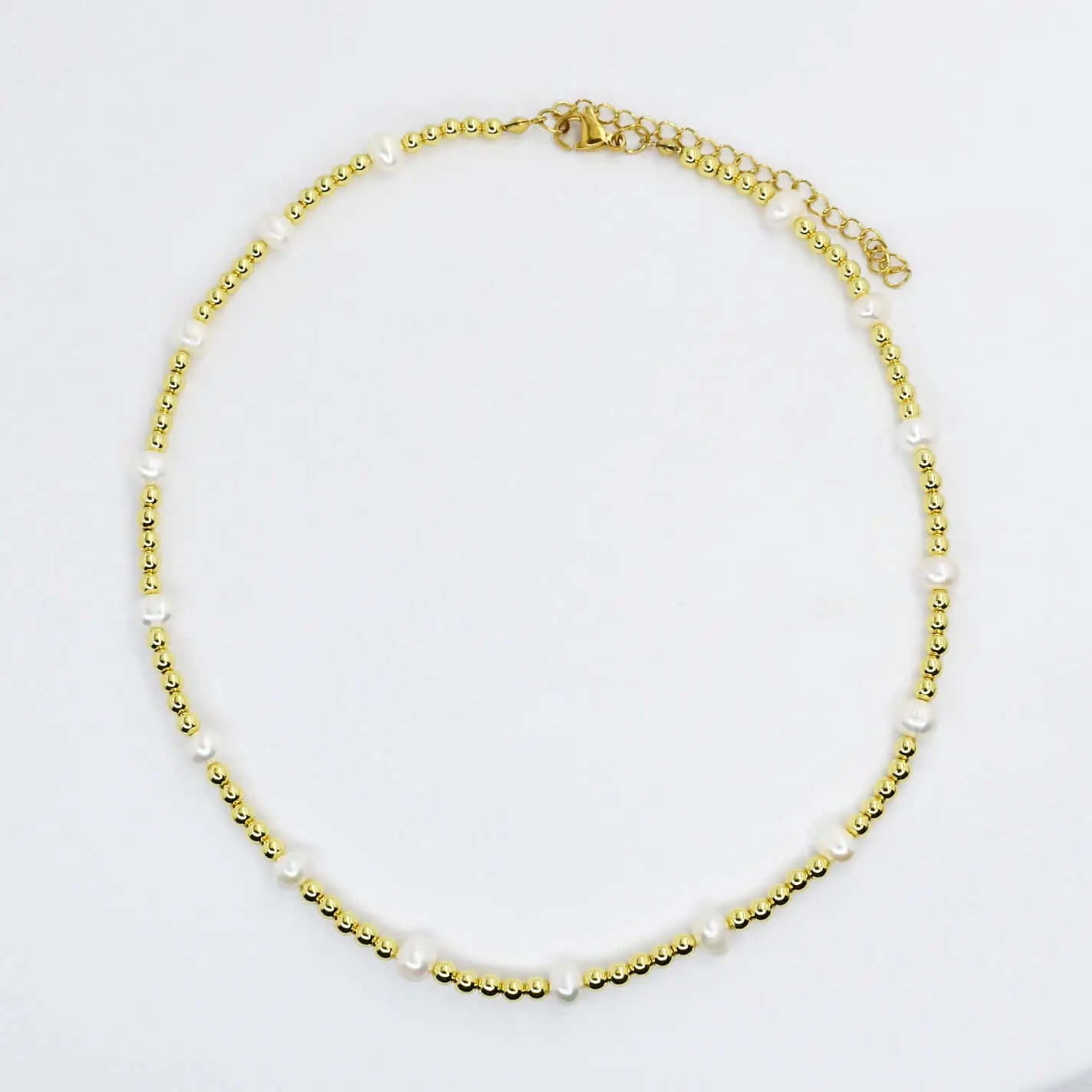 Gold and pearly beaded necklace - Anderson Ave boutique