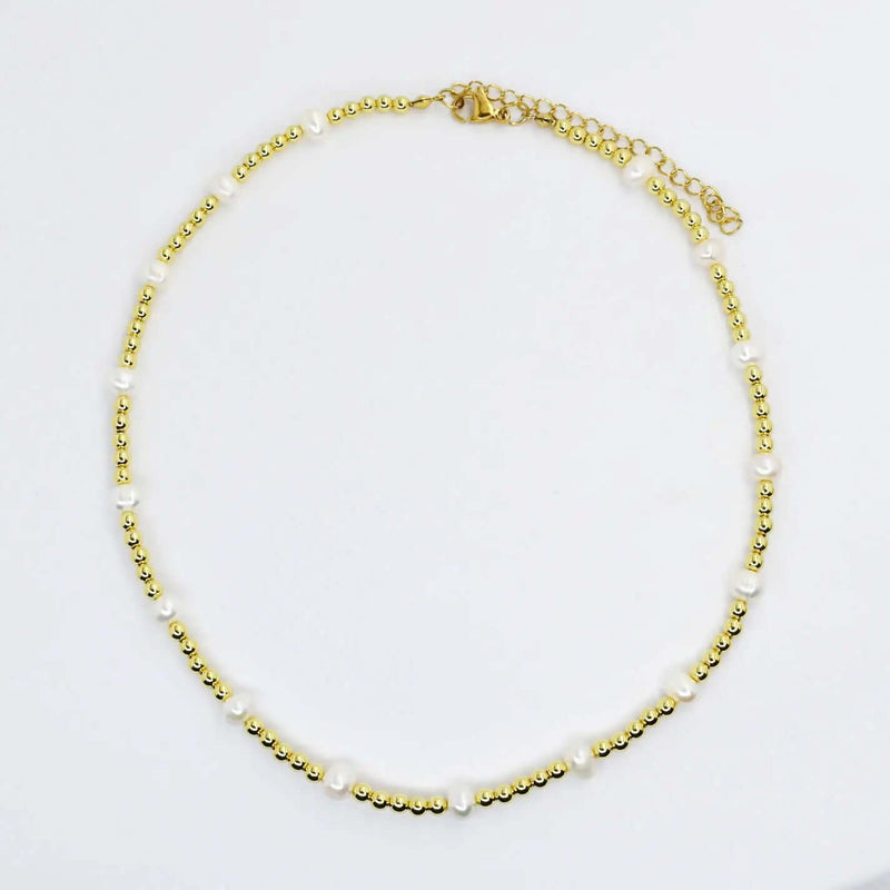 Gold and pearly beaded necklace - Anderson Ave boutique