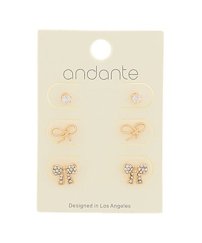 Gold Bow Earrings Pack - Anderson Ave boutique