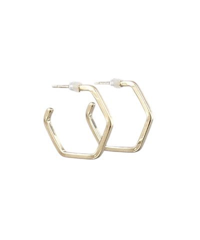Gold Hexagon Hoops 3/4" - Anderson Ave boutique