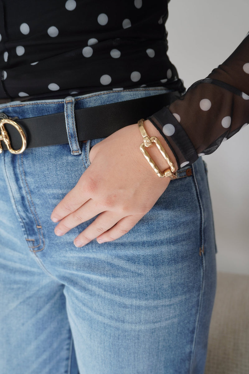 Gold Hinged Square Bracelet - Anderson Ave boutique