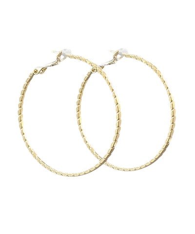 Golden Edge Textured Hoop Earrings 1.5" - Anderson Ave boutique