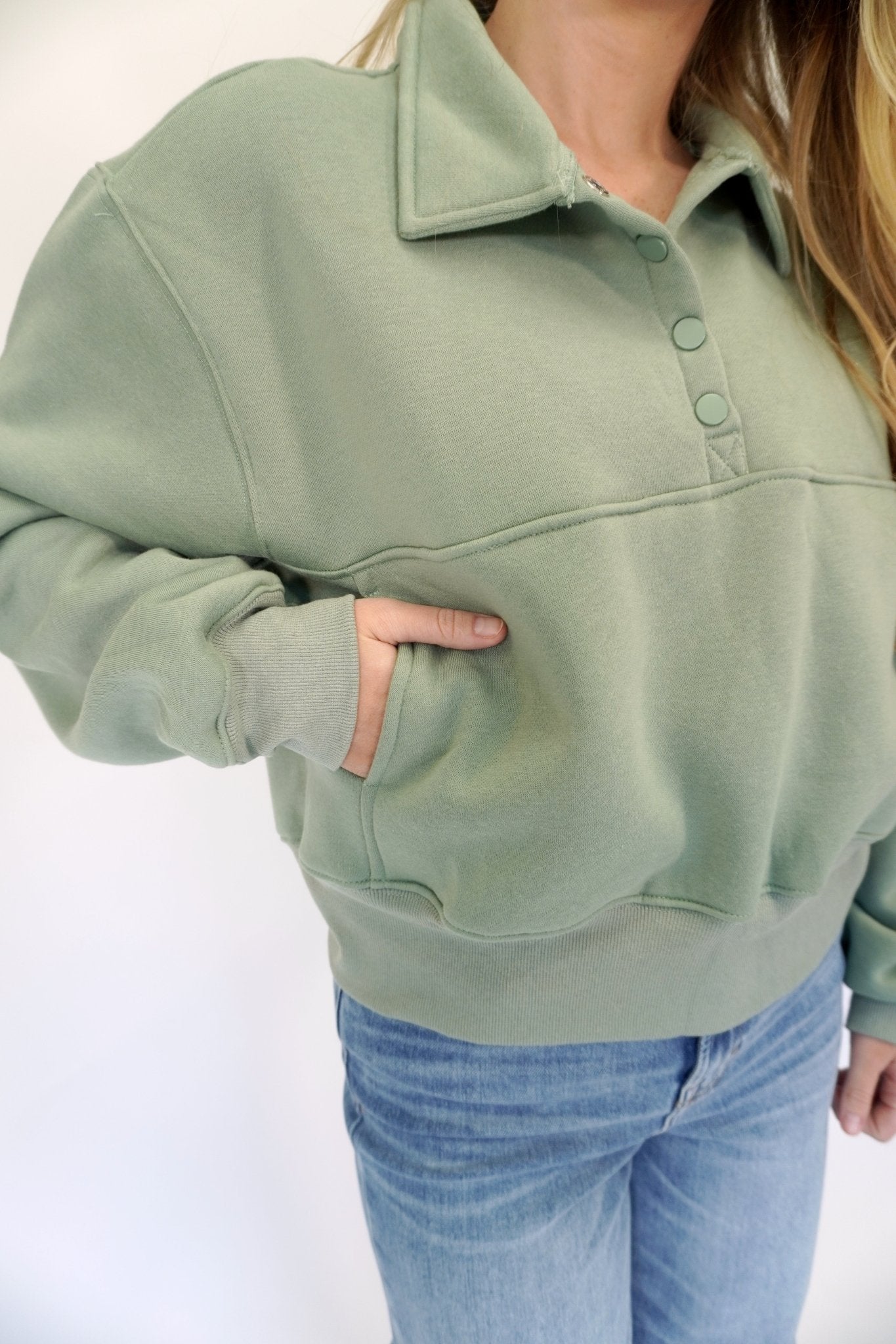 Grace Boutique Pullover Sweatshirt - Sage Green - Anderson Ave boutique