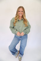 Grace Boutique Pullover Sweatshirt - Sage Green - Anderson Ave boutique
