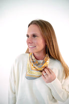 Gray and Gold Baroque Print Satin Square Scarf - Anderson Ave boutique