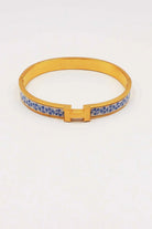H Stainless Steel Hinged Bangle with Blue and White - Anderson Ave boutique
