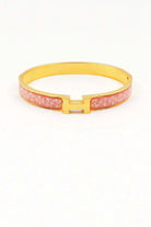 H Stainless Steel Hinged Bangle with Pink and White Details Bracelet - Anderson Ave boutique