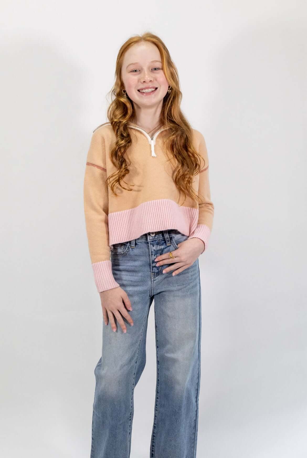 Half Zip Sailor Collar Sweater - Anderson Ave boutique