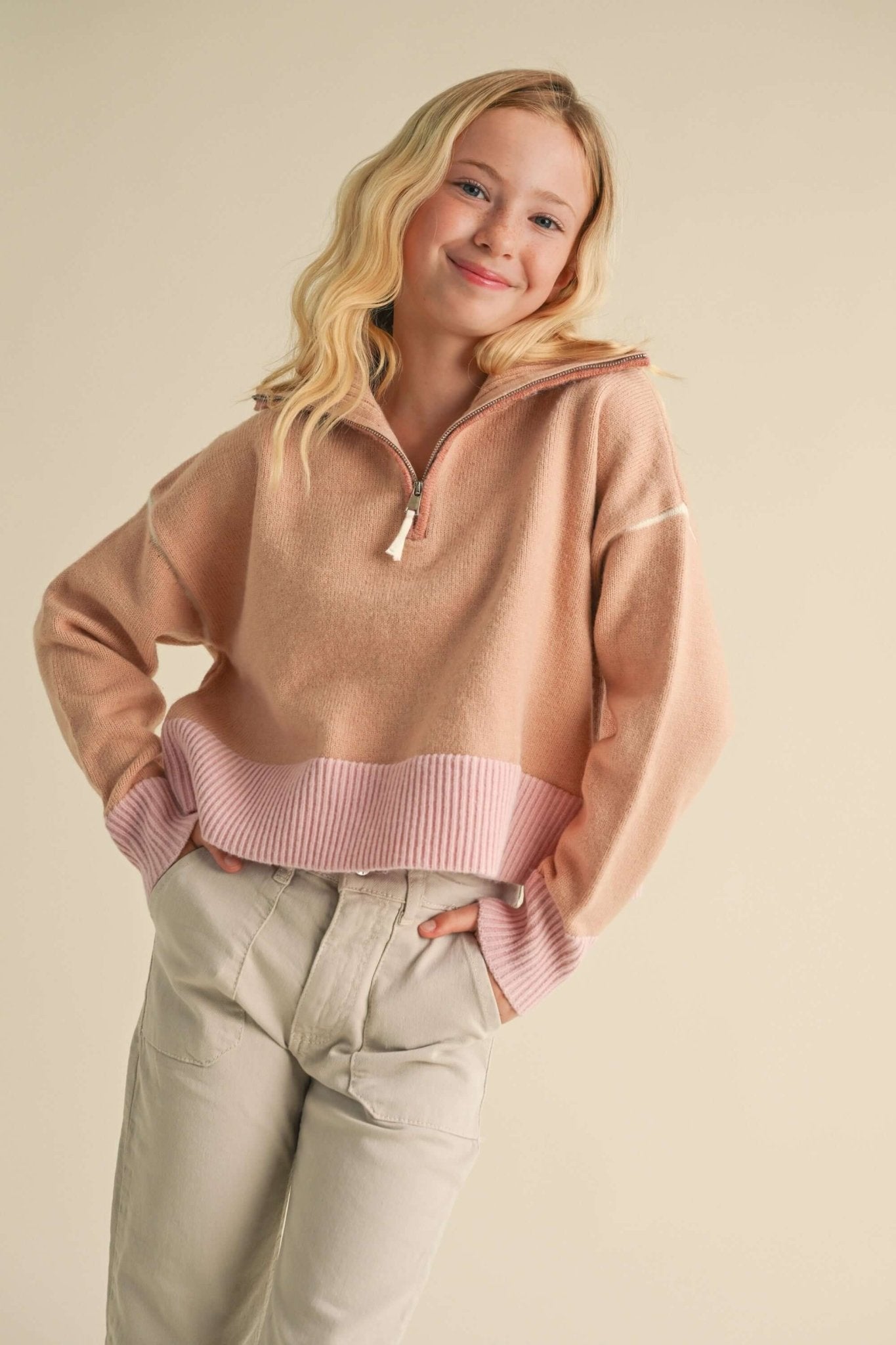 Half Zip Sailor Collar Sweater – Anderson Ave boutique