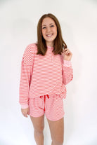 Hannah Pink & Red Striped Cozy Lounge Set - Anderson Ave boutique