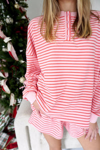 Hannah Pink & Red Striped Cozy Lounge Set - Anderson Ave boutique
