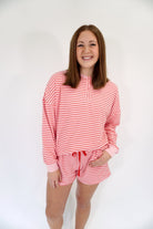 Hannah Pink & Red Striped Cozy Lounge Set - Anderson Ave boutique