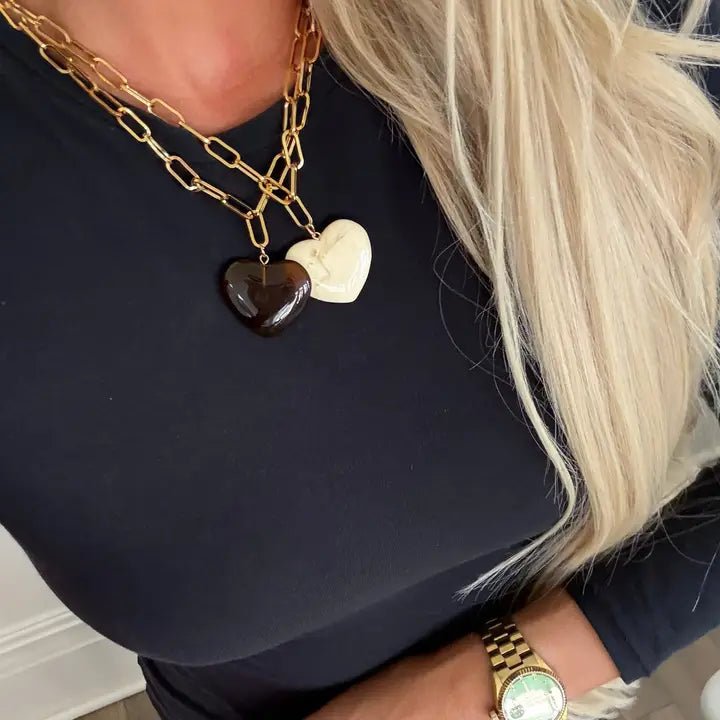 Harlow Gold Heart Pendant Necklace – Adjustable Charm Necklace - Anderson Ave boutique