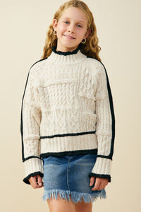 Harper Cream & Black Cable Knit Sweater - Anderson Ave boutique
