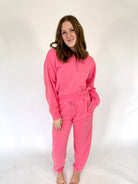 Harper Pink Half - Zip Lounge Set – Cozy Matching Sweatshirt & Pants - Anderson Ave boutique