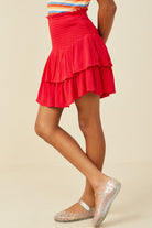 Harper Smocked Tiered Skirt - Red - Anderson Ave boutique