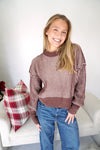 Hazel Mocha Textured Stripe Knit Sweater - Anderson Ave boutique
