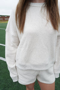 Heather Gray Cozy Lounge Set – Crewneck Sweatshirt & Shorts - Anderson Ave boutique