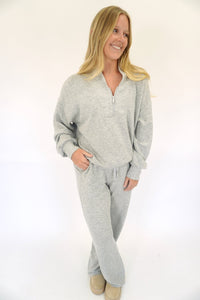 Heather Gray Quarter - Zip Lounge Set - Anderson Ave boutique
