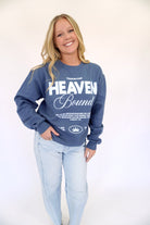 Heaven Bound Faith Based Graphic Sweatshirt – Navy Blue - Anderson Ave boutique