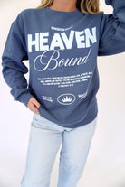 Heaven Bound Faith Based Graphic Sweatshirt – Navy Blue - Anderson Ave boutique