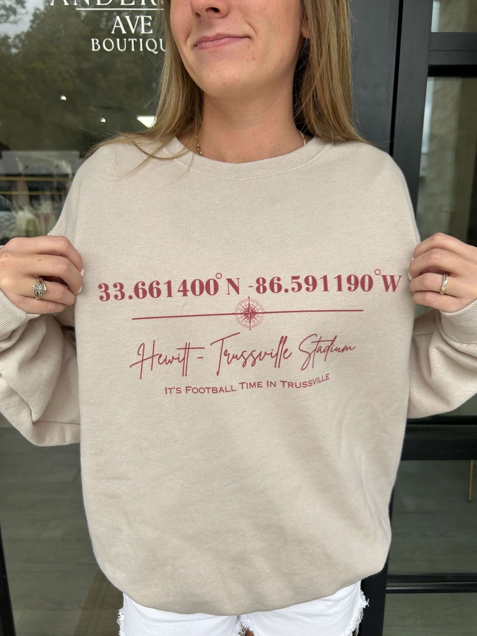 Hewitt - Trussville Stadium Coordinates Adult Graphic Sweatshirt | Sandstone - Anderson Ave boutique