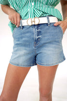 Hidden Jeans High - Rise Stretch Denim Shorts | Medium Light Wash - Anderson Ave boutique