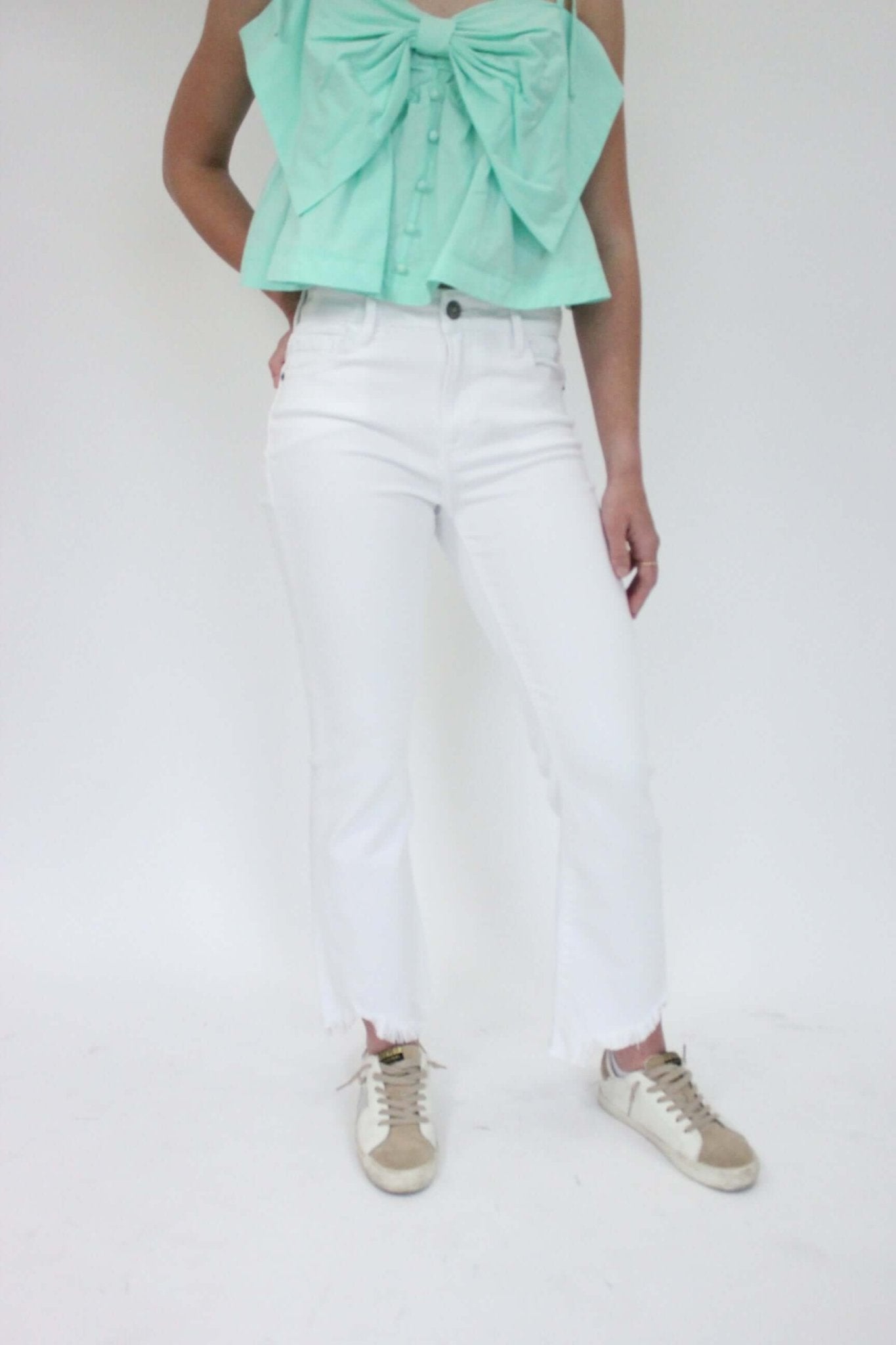 Hidden White Crop Flare Jeans - Anderson Ave boutique