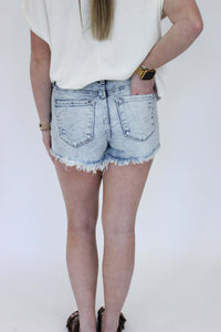 High Rise Fray Hen Denim Shorts - Anderson Ave boutique