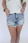 High Rise Fray Hen Denim Shorts - Anderson Ave boutique