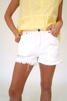High - Rise White Cutoff Denim Shorts - Anderson Ave boutique
